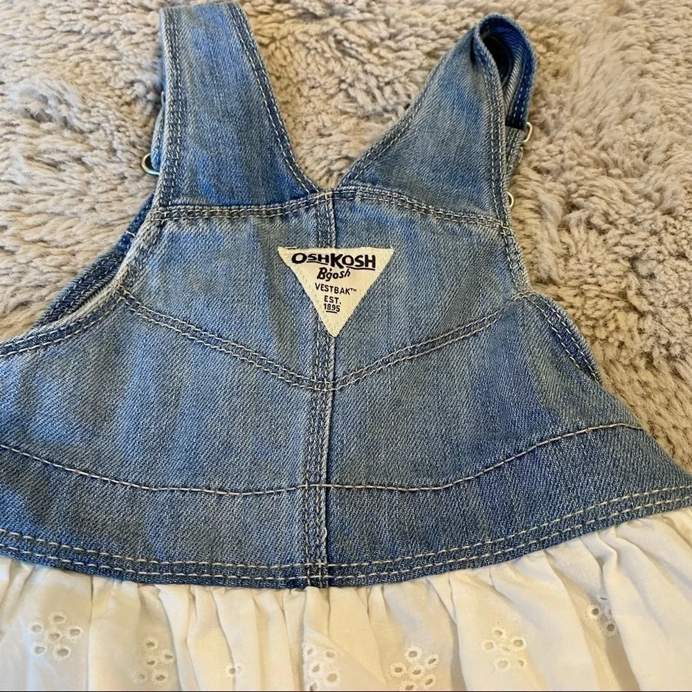 Osh Kosh denim overalls dress eyelet 18m NWT